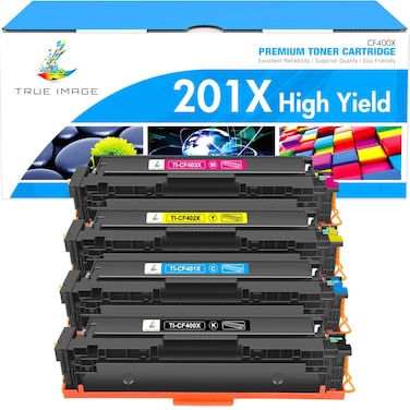 TRUE IMAGE Compatible Toner Cartridge Replacement for HP 201A 201X CF400X CF400A Color Pro MFP M277dw M252dw M277c6 CF401X CF402X CF403X M252 M277 Printer Black Cyan Yellow Magenta 4Pack
