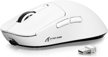 ATTACK SHARK X3 Wireless Gaming Mouse 49g Ergonomic Computer Mouse Triple Modes PAW3395 26K DPI Optical Sensor 200h Battery Life Programmable Buttons Gaming Accessories for PCLaptopMac White