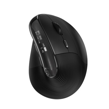 KYSONA 55 Wireless Ergonomic Vertical Mouse with OLED Screen Rechargeable Ergo Mouse Quiet Click WiredBluetooth24G 5 Adijustable DPI 8006400 for Laptop PC Desktop Computer  Black