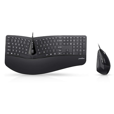 Perixx Periduo505 Wired USB Ergonomic Split Keyboard and Vertical Mouse Combo with Adjustable Palm Rest and Short Tactical Membrane Keys US English Layout