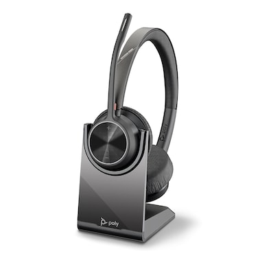 Poly  Voyager 4320 UC Wireless Headset  Charge Stand Plantronics  Headphones with Boom Mic  Connect to PCMac via USBC Bluetooth Adapter Cell Phone via Bluetooth  Works with Teams Zoom More