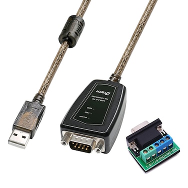 DTECH USB to RS485 Adapter RS422 Serial Port Cable with CP2102 Chip Terminal Board LED Lights Ferrite Core for Windows 11 10 8 7 XP Mac 5 Feet