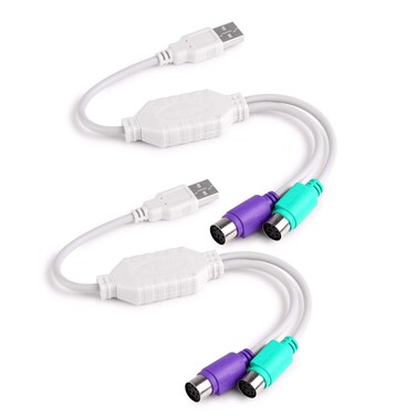 TraderPlus 2Pack USB to Dual PS2 Mouse Keyboard Converter Adapter Cable