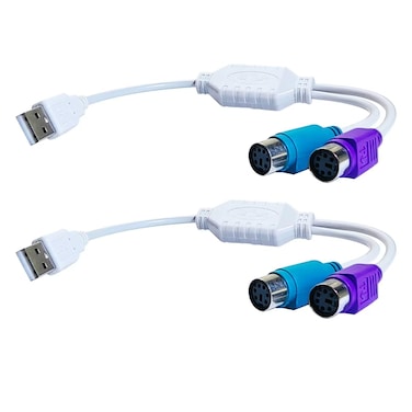 LUVMOXE USB to PS2 Adapter USB to ps2 Keyboard and Mouse Interface Adapter Cable 2 Pack