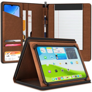 KHOMO Universal Padfolio Case  Portfolio Organizer for Tablet 85 up to 11 inch PU Leather Notebook Pad Holder Folder for iPad Air Pro  Others