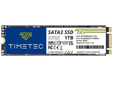 Timetec 1TB SSD 3D NAND TLC SATA III 6Gbs M2 2280 NGFF 512TBW Read Speed Up to 550MBs SLC Cache Performance Boost Internal Solid State Drive for PC Computer Laptop and Desktop 1TB