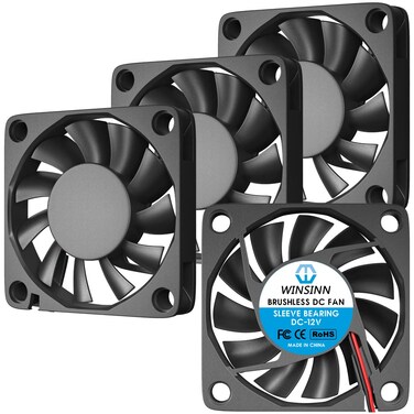 WINSINN WINSINN 60mm Fan 12V DC Brushless Quiet Cooling 6010 60x10mm For PC Computer Case CPU Graphics Card  2Pin 015A 18W 350010 RPM Pack of 4Pcs