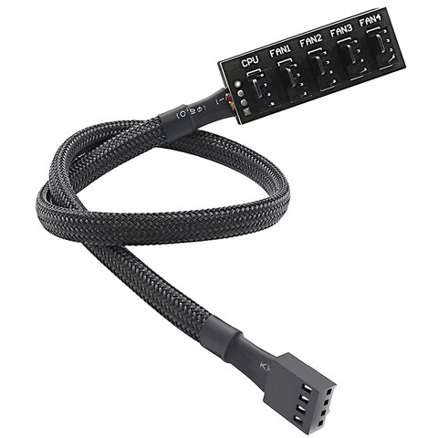 ThreeBulls PWM Fan Hub PC CPU Cooling 4 PIN3PIN Fan Power Cable Hub Splitter Adapter Sleeved PWM Case Fan Splitter for 12V Desktop Computer Cooler Case Fans 1 to 5 Way 105 Inch