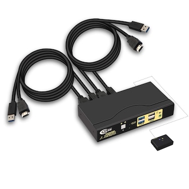 CKLau Ultra HD 2 Port USB 30 HDMI KVM Switch with Cables