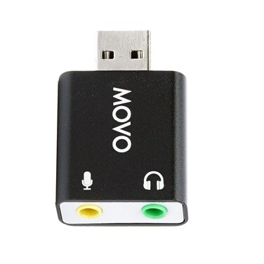 Movo USBAC 35mm TRS Microphone to USB 20 Stereo Audio External Sound Card Adapter for PC and Mac USB Sound Card Adapter for Computer or Laptop Convert USB Input to 35mm TRS Headphone or Mic Jack