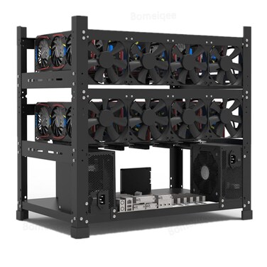 Mining Rig Frame for 12GPU Steel Open Air Miner Mining Frame Rig Case Support to Dual Power Supply for Crypto Coin Currency Bitcoin ETH ETC ZEC Mining Tools  Frame Only Fans  GPU is not Included