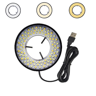 Upwtkim Light Microscope LED Ring Illuminator USB Adjustable LED Ring Light for Industry Monocular Binocular Trinocular Stereo Microscope  Camera CW WW 96 LED