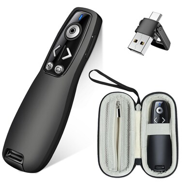 ELISWEEN 2in1 USB Type C Presentation Clicker Wireless Presenter Remote with Bag