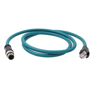 HangTon Connect Industrial Ethernet M12 4 Pin DCode RJ45 Shielded Cable Profinet Network Rail CCTV Control LED Power Sensor 1m