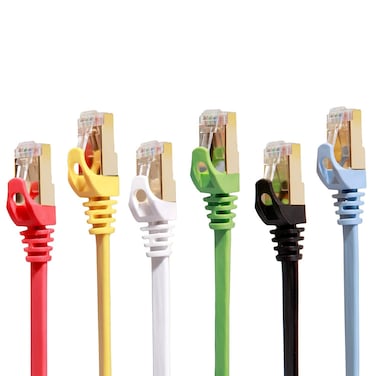 CableGeeker Cat 7 Ethernet Cable 3 ft 6 Pack Highest Speed Cable Cat7 Flat Shielded Ethernet Patch Cables  Internet Cable for Modem Router Lan Computer  Compatible with Cat 5e Cat 6 Network