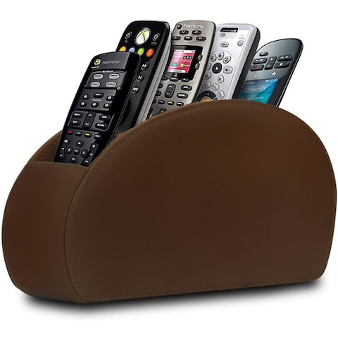 RHCSZ Leather Remote Control Holder with 5 Compartments TV Remote Caddy Store BoxDesktop Organizer for Controller Gl and Media PlayerPen Storage Brown