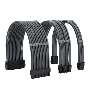 FormulaMod Sleeve Extension Power Supply Cable Kit 18AWG ATX 24P EPS 8PPCIE8P with Combs for PSU to MotherboardGPU Grey