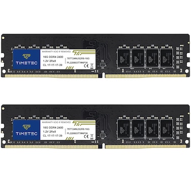 Timetec 32GB KIT2x16GB DDR4 2400MHz PC419200 NonECC Unbuffered 12V CL17 2Rx8 Dual Rank 288 Pin UDIMM Desktop PC Computer Memory RAM Module Upgrade 32GB KIT2x16GB