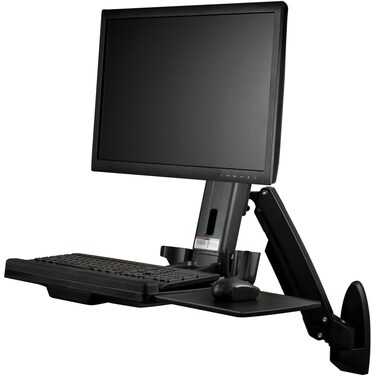 StarTechcom Wall Mount Workstation  Articulating Full Motion Standing Desk with Ergonomic Height Adjustable Monitor  Keyboard Tray ArmMouse  Scanner HoldersSingle VESA Display WALLSTS1black