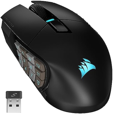CORSAIR SCIMITAR ELITE RGB WIRELESS MMO Gaming Mouse  26000 DPI  16 Programmable Buttons  Up to 150hrs Battery  iCUE Compatible  Black