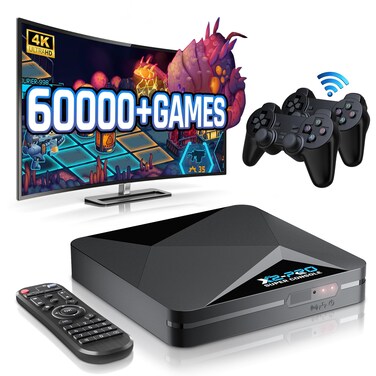 Kinhank Super Console X2 Pro PreInstalled 100000 Classic Games256G Retro Gaming Consoles Compatible with 60 emulators S902X2 Chip Three Systems in One Include Remote Wireless Controllers