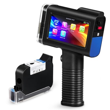 BENTSAI BTHH6105B2 Handheld Inkjet Printer with HD LED Touch Screen for Logo Barcode Label Series Number Production Date Blue 43In