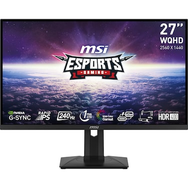 MSI G274QPX 27 Gaming Monitor 2560 x 1440 QHD Rapid IPS 1ms 240Hz GSync Compatible HDR 400 HDMI Displayport Tilt Swivel Height Adjustable PivotBlack