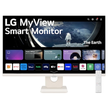 LG 27SR50FW MyView Smart Monitor 27Inch FHD 1920x1080 IPS Display webOS 23 HDR 10 5Wx2 Speakers AirPlay 2 Screen Share Bluetooth ThinQ App Remote Control White