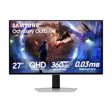 SAMSUNG 27Inch Odyssey G6 G60SD Series OLED Gaming Monitor with QHD 360Hz 003ms AntiGlare Sleek Metal Design LS27DG602SNXZA 2024