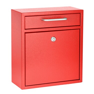 AdirOffice Locking Drop Box  Wall Mounted Mailbox  Medium Red