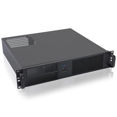 RackChoice 2U Micro ATX Compact Rackmount 2 x 525 Chassis Support ATX PS2 PSU with 120mm Fan on top