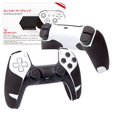 Hotline Games 20 Plus Controller Grip for PS5 Controller Grips Tape Playstation 5 DualSense Wireless ControllersAntiSlipSweatAbsorbentEasy to ApplyHandle GripsButtonsTriggers Black