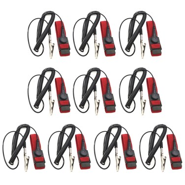 Zoolfix ESD Wrist Strap with Grounding Plug Adjustable Coiled Cord Red