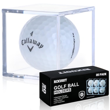 RIXUGIT 20Pack Golf Ball Display case  UV Protection Golf Ball Holder Golf Ball Cube Clear Acrylic Golf Ball Box Square Case for Golf Ball Collectibles Golf Ball Square Showcase Your Collection