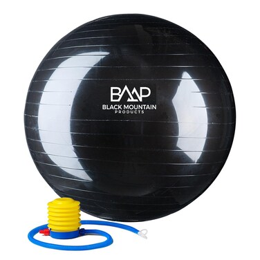 Black Mountain Products Unisex Static Strength Exercise Stability Gym Ball with Pump