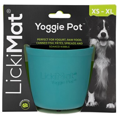 LICKIMAT Yoggie Pot  Distraction Fun and Enrichment Long Lasting Rubber Licking Treat Dispenser for All Dog Sizes and Slow Feeder for Small Dogs The Newest LickiMat