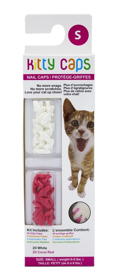 Kitty Caps Nail Caps for Cats Safe Stylish  Humane Alternative to Declawing Covers Cat Claws Stops Snags and Scratches Small 68 lbs Pure White  Coral Red Pack of 1
