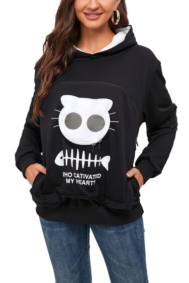 BOMBAXCEIBA Fleece pet Cat Small Day Pouch Hoodie Carrier Holder Carrying Sweatshirt Kangaroo Pocket