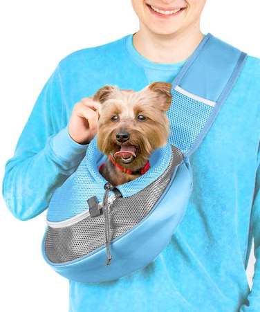 Cuddlissimo Pet Sling Carrier  Small Dog Puppy Cat Carrying Bag Purse Pouch For Pooch Doggy Doggie Yorkie Chihuahua Baby Papoose Bjorn Travel Front Backpack Chest Body Holder Pack To Wear BlueL