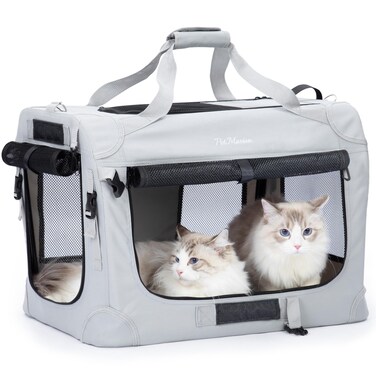 PetMasion Extra Large Cat Carrier for 2 Cats Collapsible Soft Sided Pet XL Crate for Large Mudium Big Cat 20lbs Car Travel Portable Bag for Long Trips Ride 24x165x165