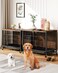 Dog Crate Furniture 2024 New Furniture Style Dog Crate with Removable Tray and Wheels HeavyDuty DoubleDoors Dog Cage End Table 272 Wooden Dog Kennel Indoor Dog House for Large Dogs Brown