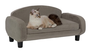 Paws  Purrs Modern Pet Sofa 315 Wide Low Back Lounging Bed with Removable Mattress Cover in EspressoAsh