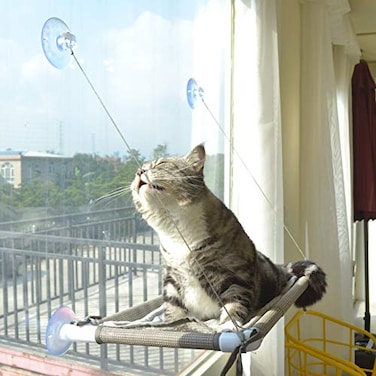Cat Window Perch Cat Hammock Window Seat Space Saving And Safety Window Mounted Cat Bed Beige Premium Set