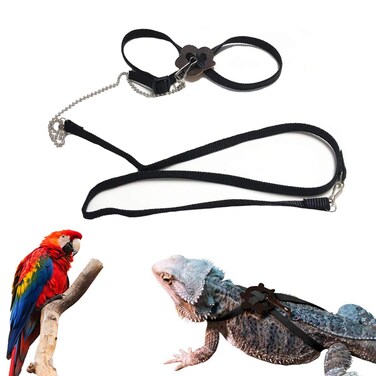 Sawyd Lizard Leash Bearded Dragon Harness Adjustable Reptile Lizard Harness Leash Parrot Harness Turtle Lizard Suitable for Gecko Hamster Kitten Small Animal Outdoor Walking  Black