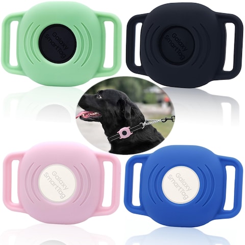 Silicone Case for Galaxy SmartTag for Dog Slim Sleeve for Samsung Smart tagPlus Tracker for pet Collar itag Sleeve Accessories Finder for cat Belt Necklace Dropper Secure Holder Bag 4 Pack