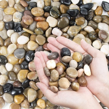 OUPENG Pebbles Polished Gravel Natural Polished Mixed Color Stones Small Decorative River Rock Stones