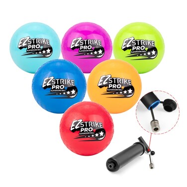 EZ STRIKE Dodgeball Playground Ball Set 6 Inch Posh Rubber Dodgeballs for Kids and Adults Handball Kick Ball for Outdoor and Indoor Games Rubber Balls includes Pump and Mesh Storage Bag