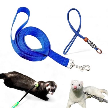 Homedy Crafts Ferret Leash Harness Adjustable Squirrel Blue