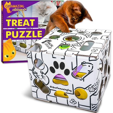 Cat Amazing Sliders  Puzzle Toy for Indoor Cats  Treat Box Interactive Maze  Enrichment Feeder  Best Cat Toy Ever
