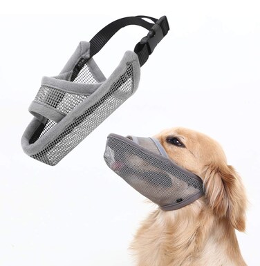 Crazy Felix Nylon Dog Muzzle for Small Medium Large Dogs Air Mesh Breathable and Drinkable Pet Muzzle for AntiBiting AntiBarking Licking L Grey